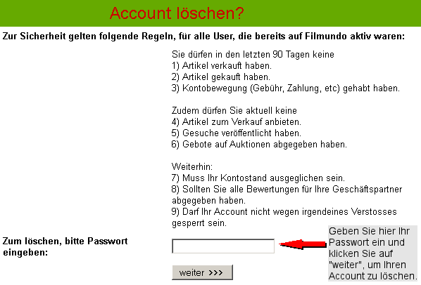 Schaltflche Account lschen