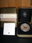 Lunar I Pferd 2002, 1 Unze, Silber gilded + Box + COA 